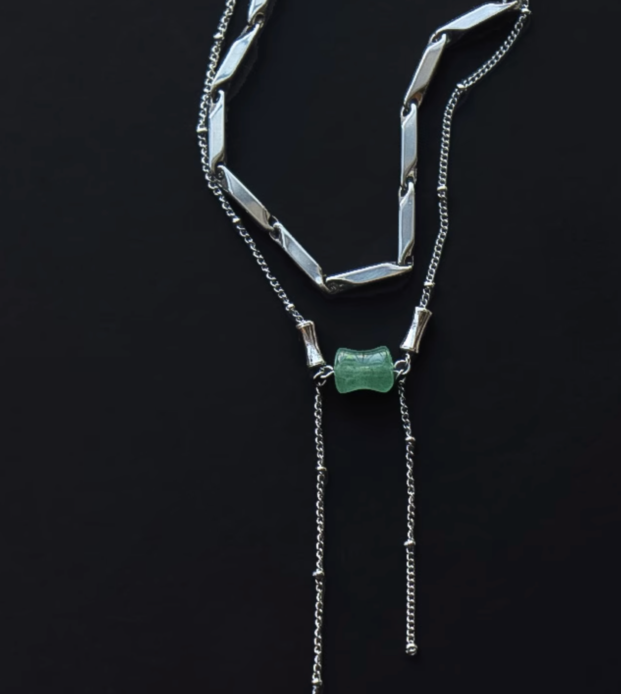 Green Dongling Jade Double-Layer Necklace