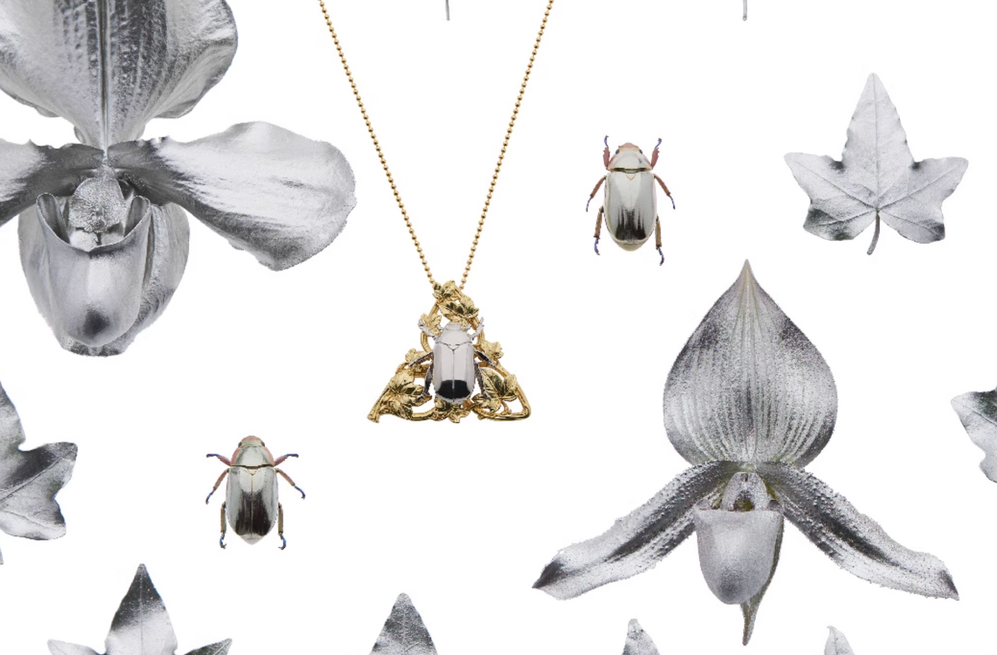Silk Moth Butterfly Necklace / Beetles Brooch: Luxurious Unisex
