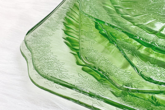 Vintage Green Carnival Glass Plate Set of 4 [with Exclusive NFT]